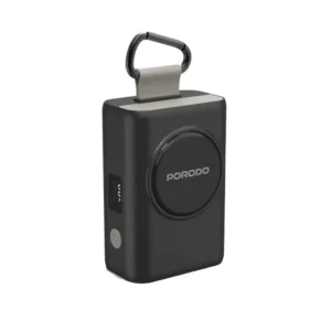 Porodo 10000mAh Power Bank PD 45W Fast Charging 10000 mAh with 70cm Retractable Type-C Cable & Built-In Safeguards / Digital Display Powerbank – Black