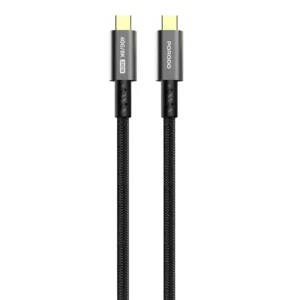 Porodo Woven USB-C to USB-C Cable – 240W, 40Gbps, 8K @60Hz – 1.8M (Black)