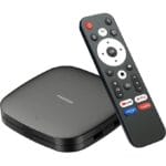 Porodo Android TV Box, 1080P Full HD Streaming Device Android TV 9.0, Dual Band Connectivity, 5G WiFi, Voice Support Bluetooth Remote Control, 2GB RAM/8GB ROM, HDMI/USB/LAN/AV Out (Black)