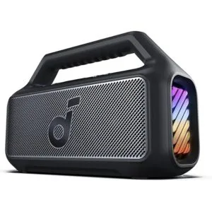 Soundcore Boom 2 By Anker, Outdoor Speaker, 80W, Subwoofer, BassUp 2.0, 24H Playtime, IPX7 Waterproof, Floatable, RGB Lights, USB-C, Custom EQ, Bluetooth 5.3, Portable for Camping and Beach - Black