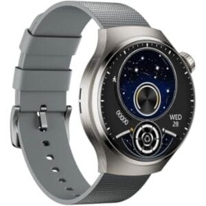 Porodo Smart Watch Sfera Round Titanium with Extra Orange Band - Silver