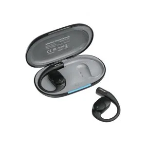 Lenyes AIR 202 Bluetooth 5.4 Wireless Earphones | 7.5H Playtime | 14.2mm Drivers | IPX4 Waterproof | Open-Ear Hook Design | Fast Charging (Black)