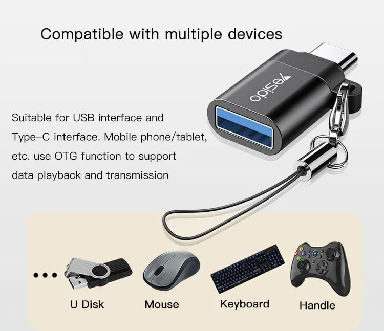 Yesido GS06 OTG to Type-C 3.0 Adapter – Super Fast USB-C Data Transfer Converter - Image 4