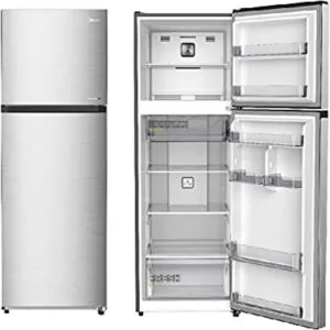 Midea 385L Gross Top Mount Double Door Refrigerator, MDRT385MTE46, 2 Doors, Frost Free with Smart Sensor & Humidity Control, Active-C Fresh, Multi-Air Flow, Electronic Control, Silver