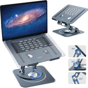 Baseus Adjustable Laptop Stand, 360 Degree Rotation Adjustable Laptop Stand (Three-Fold Version) Ergonomic Foldable Stand Holder for MacBook Air Pro, Dell XPS, HP, etc (10-17'')