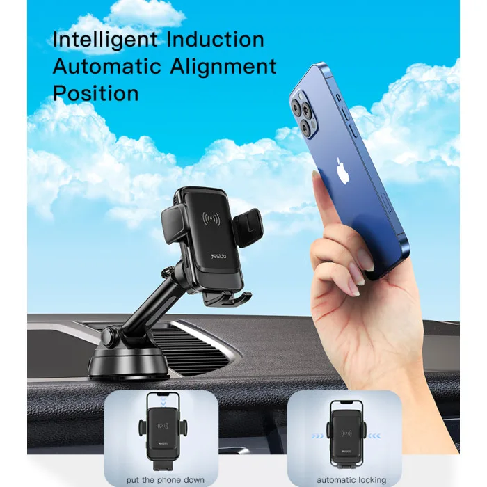 Yesido C188 Car Phone Holder – 15W Fast Wireless Charging Automatic Mount - Image 4
