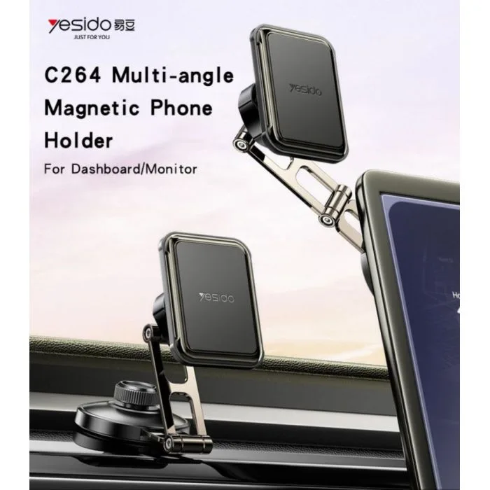 YESIDO C264 Magnetic Phone Holder Car Dashboard & Windshield – Zinc Alloy 360° Rotating Foldable Strong Magnetic Suction Cup Mount for Mobile Phones - Image 5