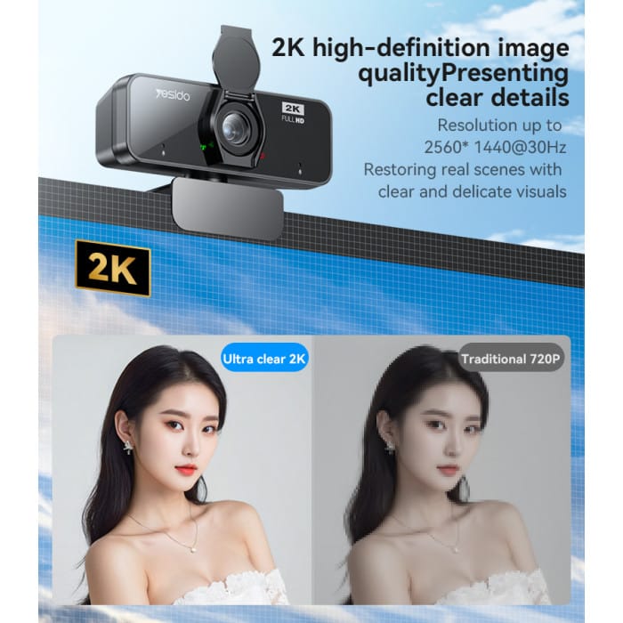 YESIDO KM14 2K USB Webcam 360° Rotation with Microphone – HD Autofocus Plug & Play Camera for Video Calls, Streaming & Online Meetings - Image 4