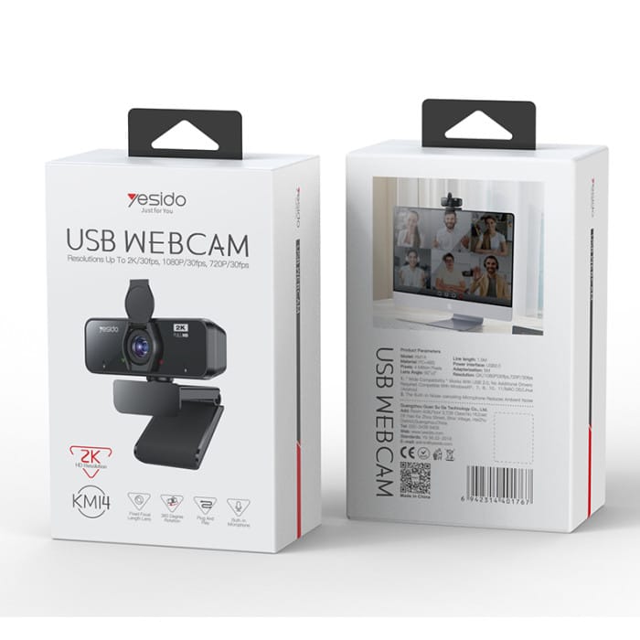 YESIDO KM14 2K USB Webcam 360° Rotation with Microphone – HD Autofocus Plug & Play Camera for Video Calls, Streaming & Online Meetings - Image 2