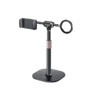 YESIDO C297 2-in-1 Adjustable Phone Holder (360° Rotation, Magnetic + Clamp, 30–46cm Height) – Black