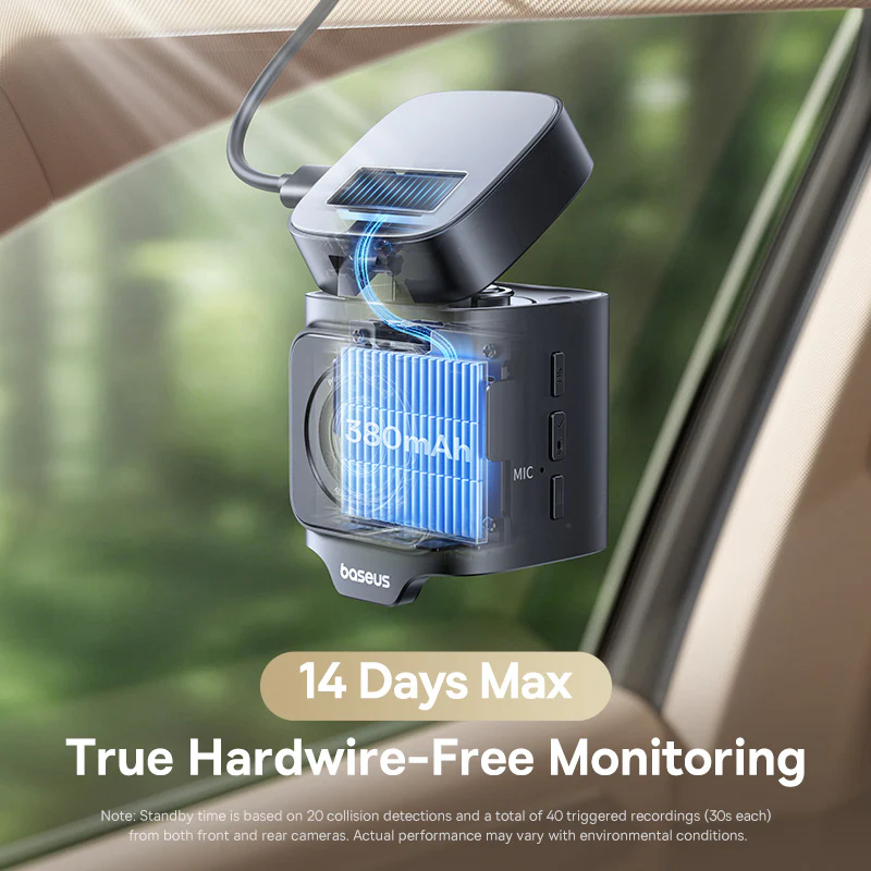 Baseus PrimeTrip VD1 Pro Dash Cam Lithium Battery 4K+1080p - Image 7
