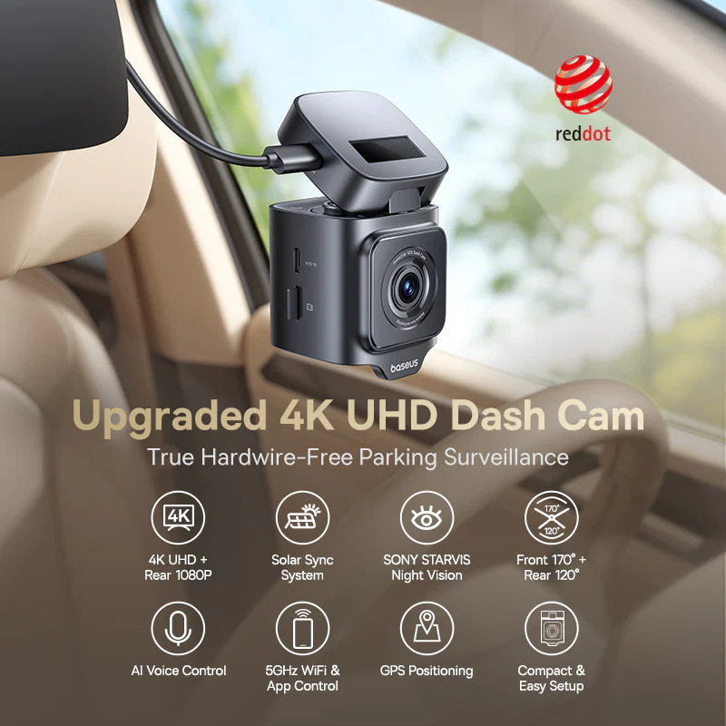 Baseus PrimeTrip VD1 Pro Dash Cam Lithium Battery 4K+1080p - Image 10