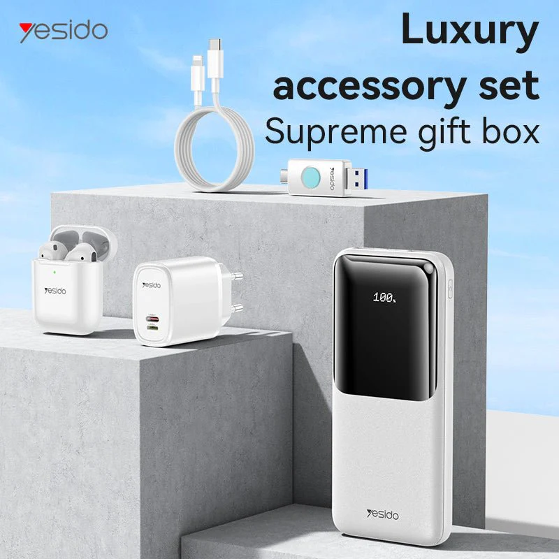YESIDO CG10 5-in-1 Charging Bundle – 10000mAh Power Bank, TWS Earbuds, Fast Charger, Cable & USB Drive Set - Image 7