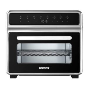 Geepas GAFO37549 25L Digital Air Fryer Oven – 1800W Multi-Function Air Fryer with 8 Preset Cooking Modes, Vortex Rapid Air Technology & Double Glass Door | Bake, Grill, Roast & Reheat