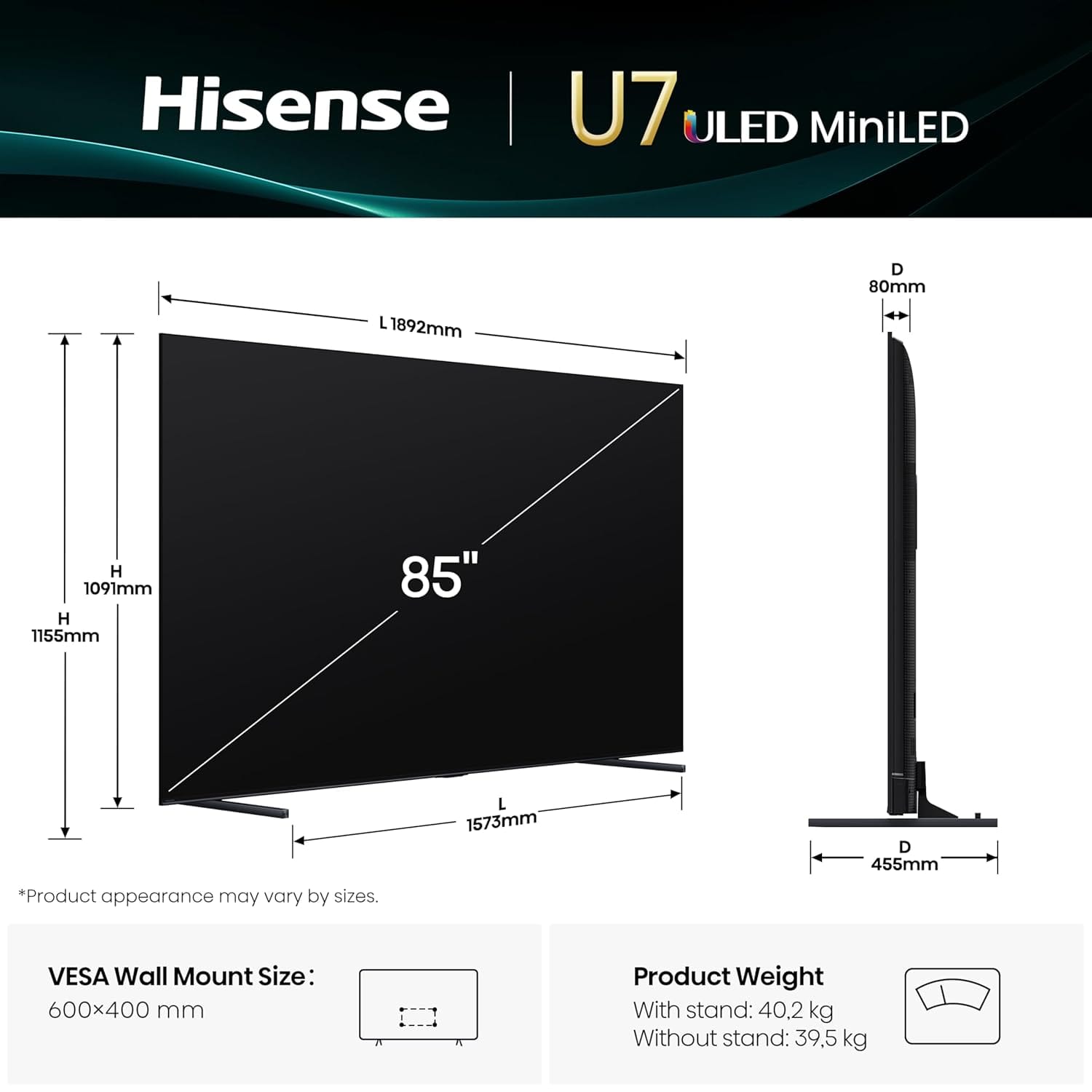 Hisense 215 cm (85 Inches) 4K QLED Mini-LED Smart TV | 1000 NITS peak brightness | 144Hz Game Mode | Dolby Vision IQ & Dolby Atmos | 2.1 CH 50W Speakers (Built-in Subwoofer) | VIDAA OS | 85U7Q (Black) - Image 7