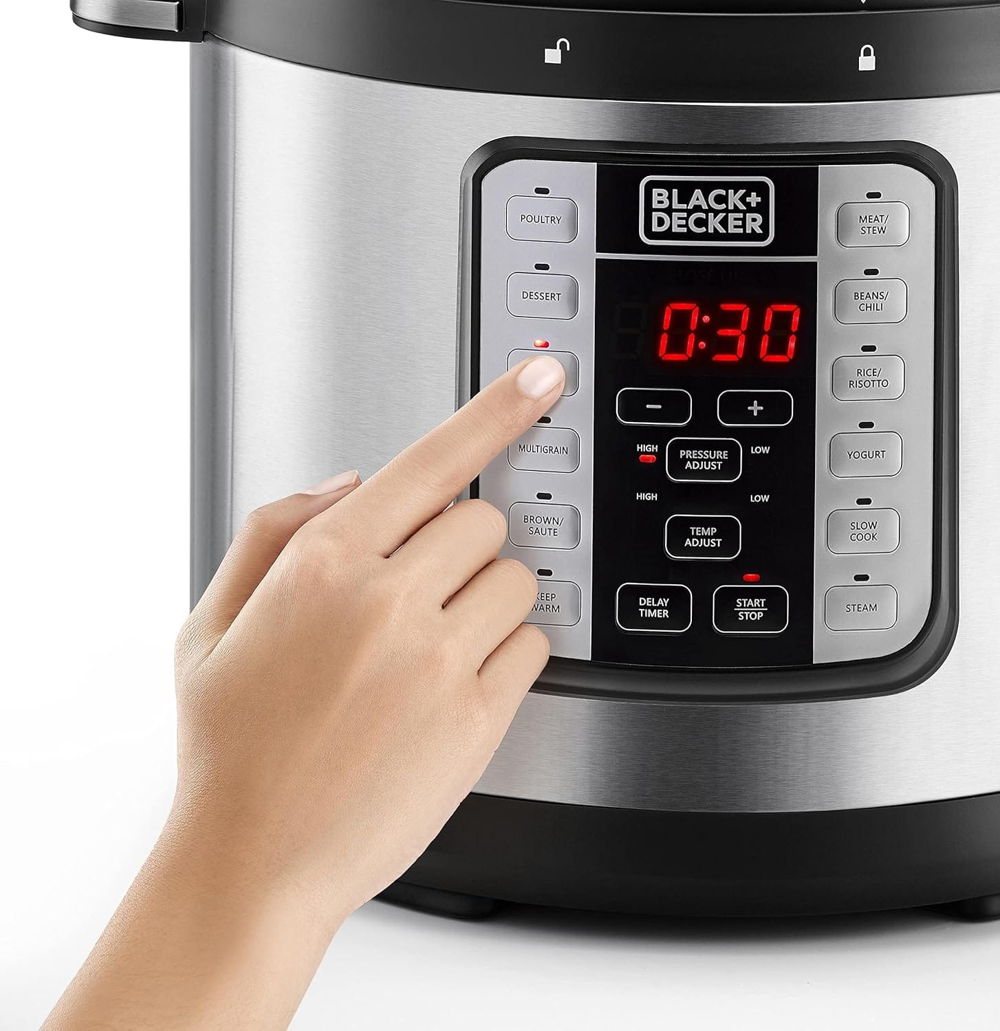 Black & Decker 1000W 6L Electric Pressure Cooker 7in1, With 12 Smart Programs 9 Safety Features Dishwasher Safe with Accessories, For Quick and Easy Meals PCP1000-B5 - Image 8