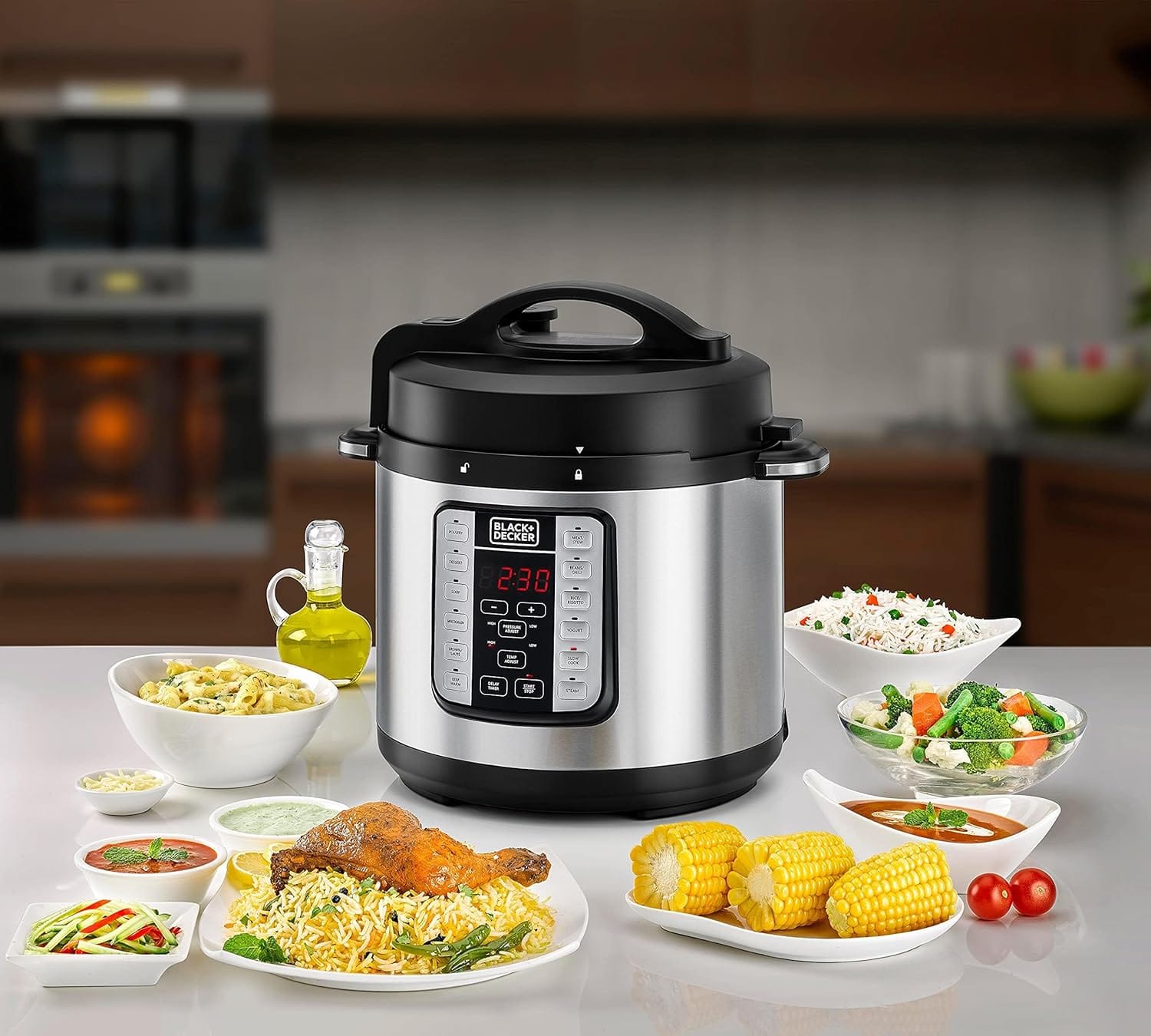 Black & Decker 1000W 6L Electric Pressure Cooker 7in1, With 12 Smart Programs 9 Safety Features Dishwasher Safe with Accessories, For Quick and Easy Meals PCP1000-B5 - Image 6