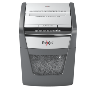 Rexel Optimum AutoFeed+ 50X Automatic Cross-Cut Paper Shredder – 50 Sheet Auto Feed, P-4 Security, 20L Bin, Jam-Free Office Shredder for Staples, Credit Cards & Paper Clips