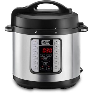 Black & Decker 1000W 6L Electric Pressure Cooker 7in1, With 12 Smart Programs 9 Safety Features Dishwasher Safe with Accessories, For Quick and Easy Meals PCP1000-B5