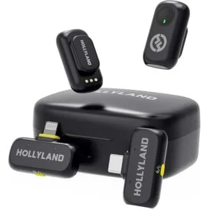 Hollyland LARK A1 Combo - Wireless Lavalier Microphone for iPhone & Android (2TX + USB-C RX + Lightning RX + Charging Case), Wireless Mic Magnetic for Vlogging, YouTube, TikTok, Live-streaming (Black)