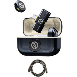 Hollyland Lark M2 USB-C 2.4 GHz Charcoal Wireless Microphone System with Mustang AV HS-101 HDMI Cable
