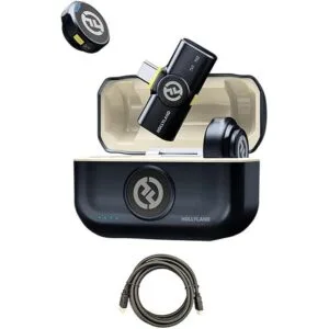 Hollyland Lark M2 USB-C 2.4 GHz Charcoal Wireless Microphone System with Mustang AV HS-101 HDMI Cable