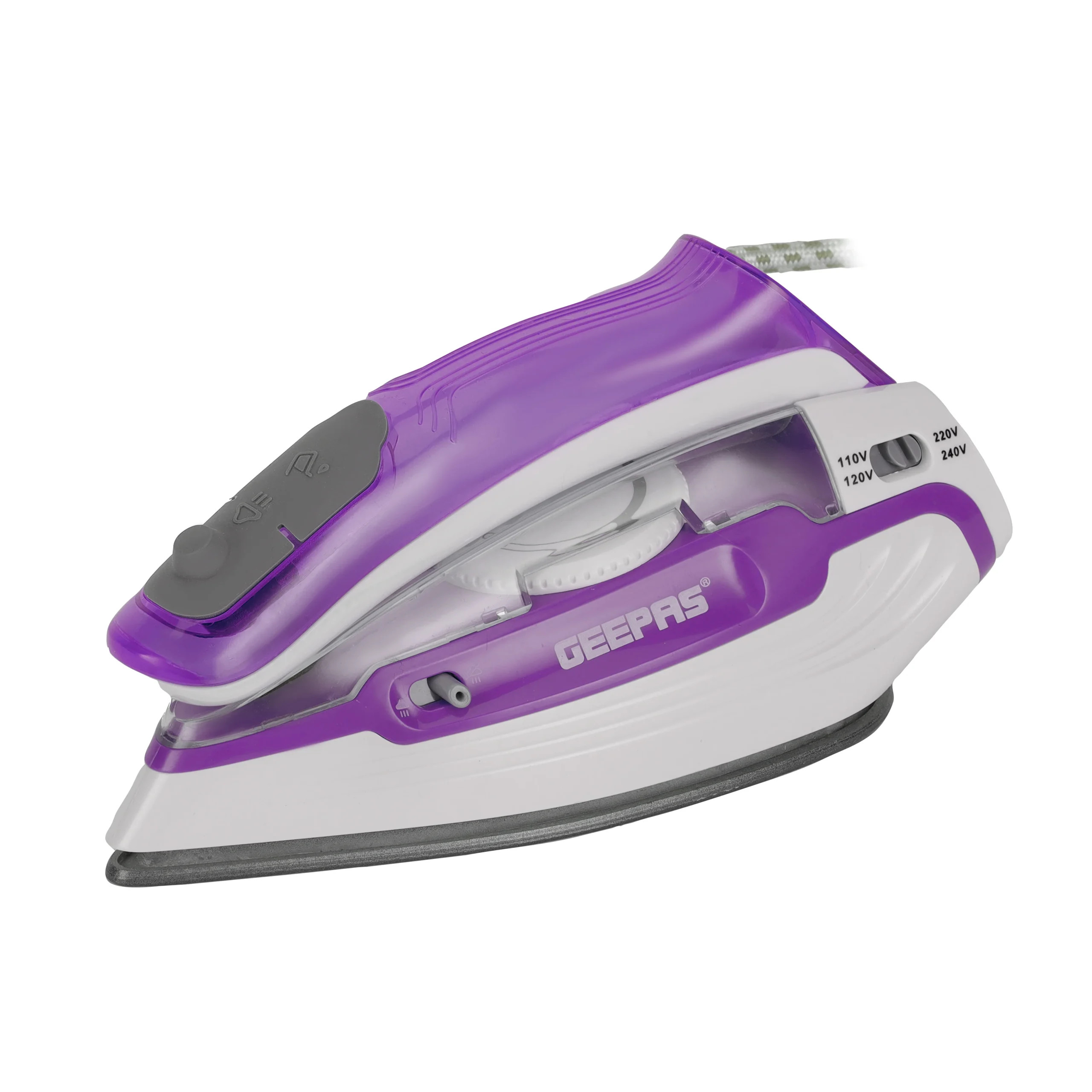 Geepas GSI7805 Travel Steam Iron 1100W – Portable Foldable Handle Iron with Teflon Non-Stick Soleplate, Variable Steam Control, Burst Steam Function & Fast Heating - Image 2
