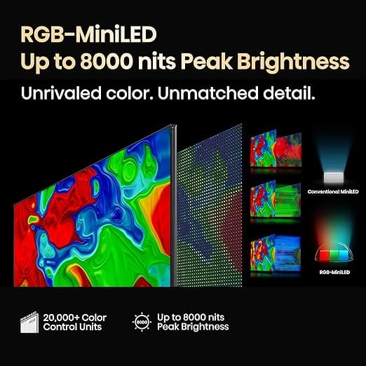Hisense 100-Inch Premium UX Series RGB-MiniLED 4K UHD HDR Google Smart TV(100UX, 2025) - RGB MiniLED, Up to 8000 nits, 3D Color Master Pro, Native 165Hz Panel, 6.2.2 CineStage X - Image 10