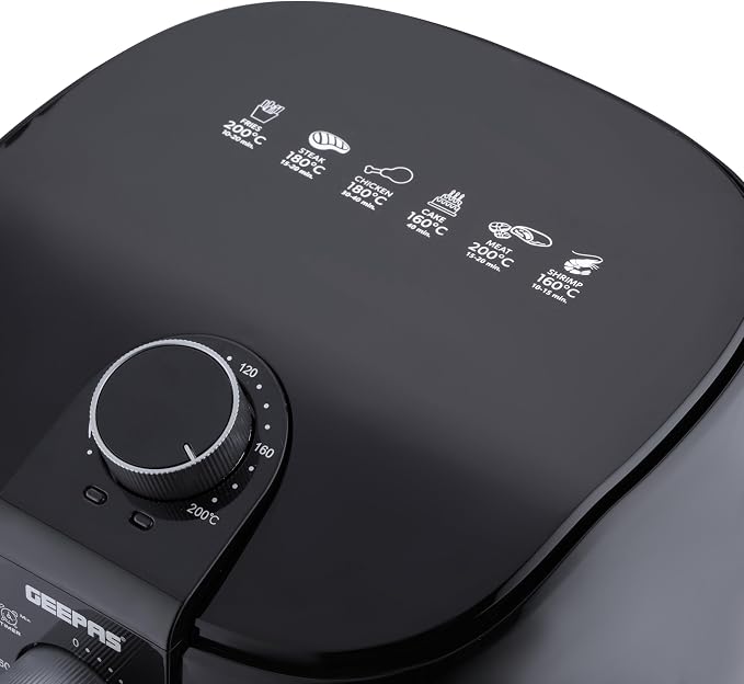 Geepas 4 Litre Air Fryer 1500W with Vortex Rapid Air Technology | Adjustable Temperature Control | 60-Minute Timer | Auto Shut-Off & Overheat Protection | Less Oil Cooking (GAF37550) - Image 4