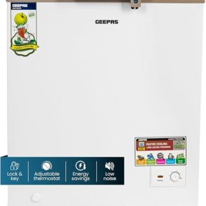 Geepas GCF1706WAH 170L Chest Freezer | Single Door Deep Freezer | Adjustable Thermostat Control | High-Efficiency Compressor | Energy Saving | White