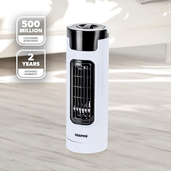 GEEPAS Mini Tower Fan | Portable Oscillating Cooling 3 Speeds With 7.5H Timer | Ideal for Home Offices Bedroom Desktop with Carry Handle | Compact Energy Efficient | GF 21174 UK - Image 2
