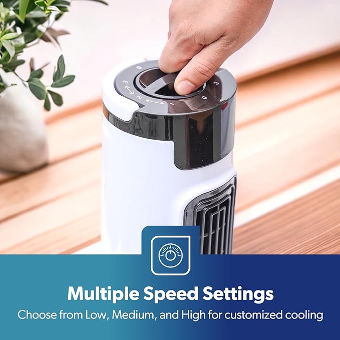 GEEPAS Mini Tower Fan | Portable Oscillating Cooling 3 Speeds With 7.5H Timer | Ideal for Home Offices Bedroom Desktop with Carry Handle | Compact Energy Efficient | GF 21174 UK - Image 3
