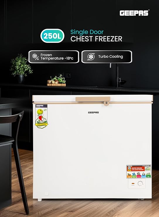 Geepas Chest Freezer GCF2506WAH, Freestanding Chest Freezer|| 250L Deep Freezer with Adjustable Thermostat - Image 3