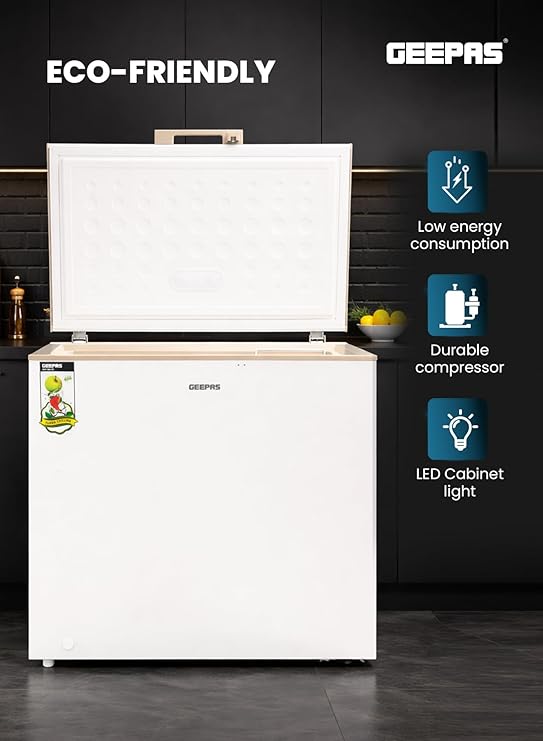 Geepas Chest Freezer GCF2506WAH, Freestanding Chest Freezer|| 250L Deep Freezer with Adjustable Thermostat - Image 6