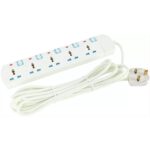 Geepas 5 Way Extension Socket with Individual LED Power Switches | 5M Heavy Duty Extension Cable | 13A Overload Protection | GES5802