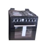 IQRA IQ-FC6022-BLK 60 x 60cm Freestanding Cooker with 2 Gas Burners, 2 Hot Plates, Electric Oven & Rotisserie