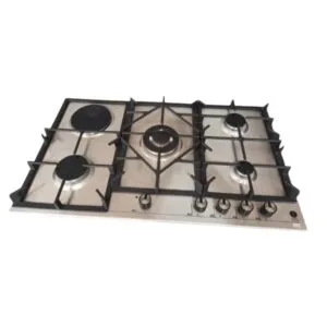 IQRA IQ-MOON 9L3GTP 90 x 60cm Built-In Hob with 4 Gas Burners, 1 Hot Plate, FFD Safety Device & Cast Iron Pan Supports