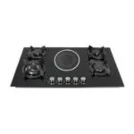IQRA IQ-KH5008EG 90 x 60cm Built-In Hybrid Hob with 4 Gas Burners, 1 Ceramic Plate & Glass Top