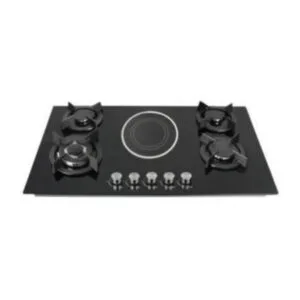 IQRA IQ-KH5008EG 90 x 60cm Built-In Hybrid Hob with 4 Gas Burners, 1 Ceramic Plate & Glass Top