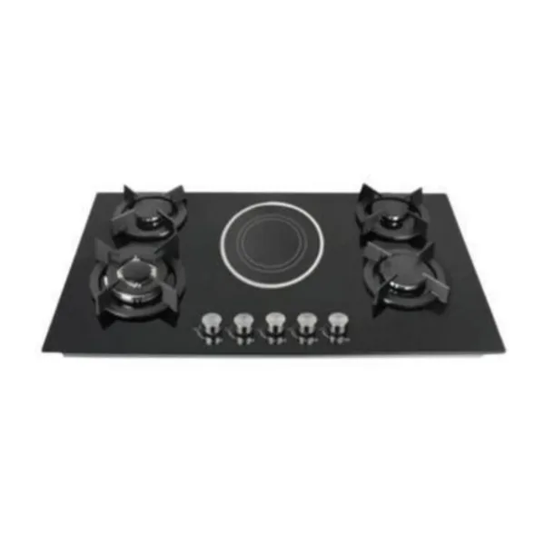IQRA IQ-KH5008EG 90 x 60cm Built-In Hybrid Hob with 4 Gas Burners, 1 Ceramic Plate & Glass Top