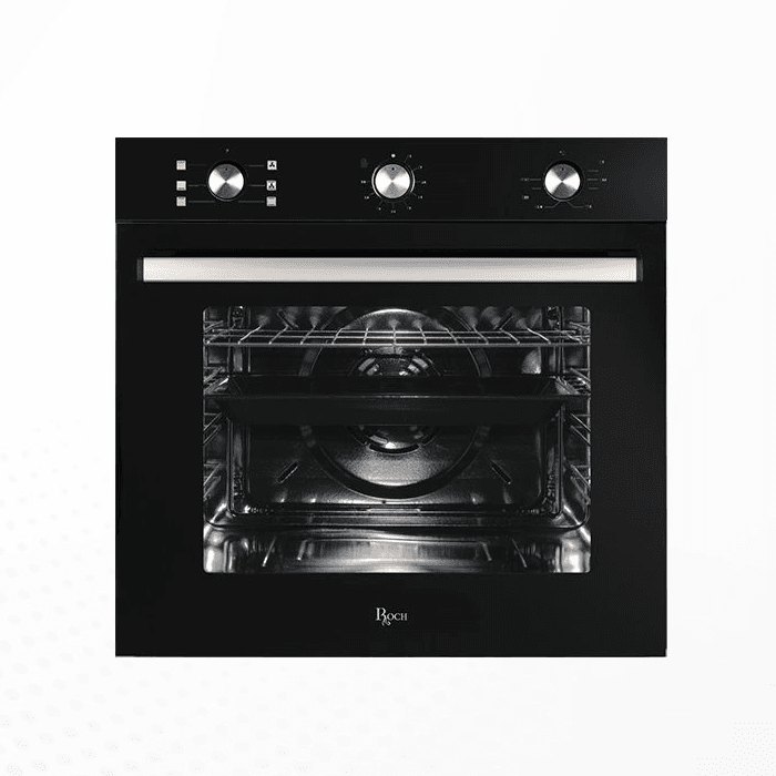 IQRA IQ-BO603GL Built-In Oven with Grill, Rotisserie, Mechanical Timer & Black Glass Panel