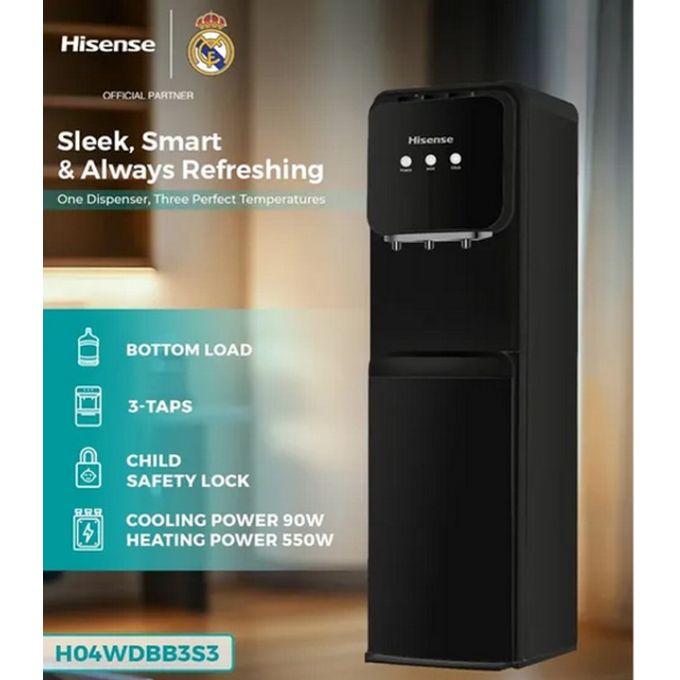 Hisense H04WDBT3S3 3-Tap Top Loading Water Dispenser | Hot, Cold & Normal Water | Compressor Cooling | Child Safety Lock | Stainless Steel Tank | Silver - Image 2