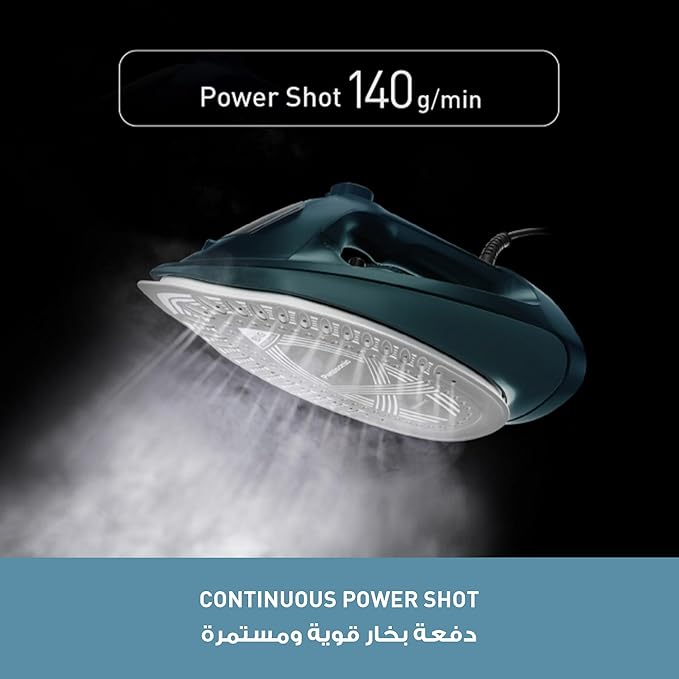 Panasonic Steam Iron Powerful 2400W Performance,Ceramic soleplate,Anti-Calc System,Adjustable Steam Settings,Continous Powershot,Lightweight design for effortless wrinkle removal & Anti-Drip-NI-U450 - Image 4