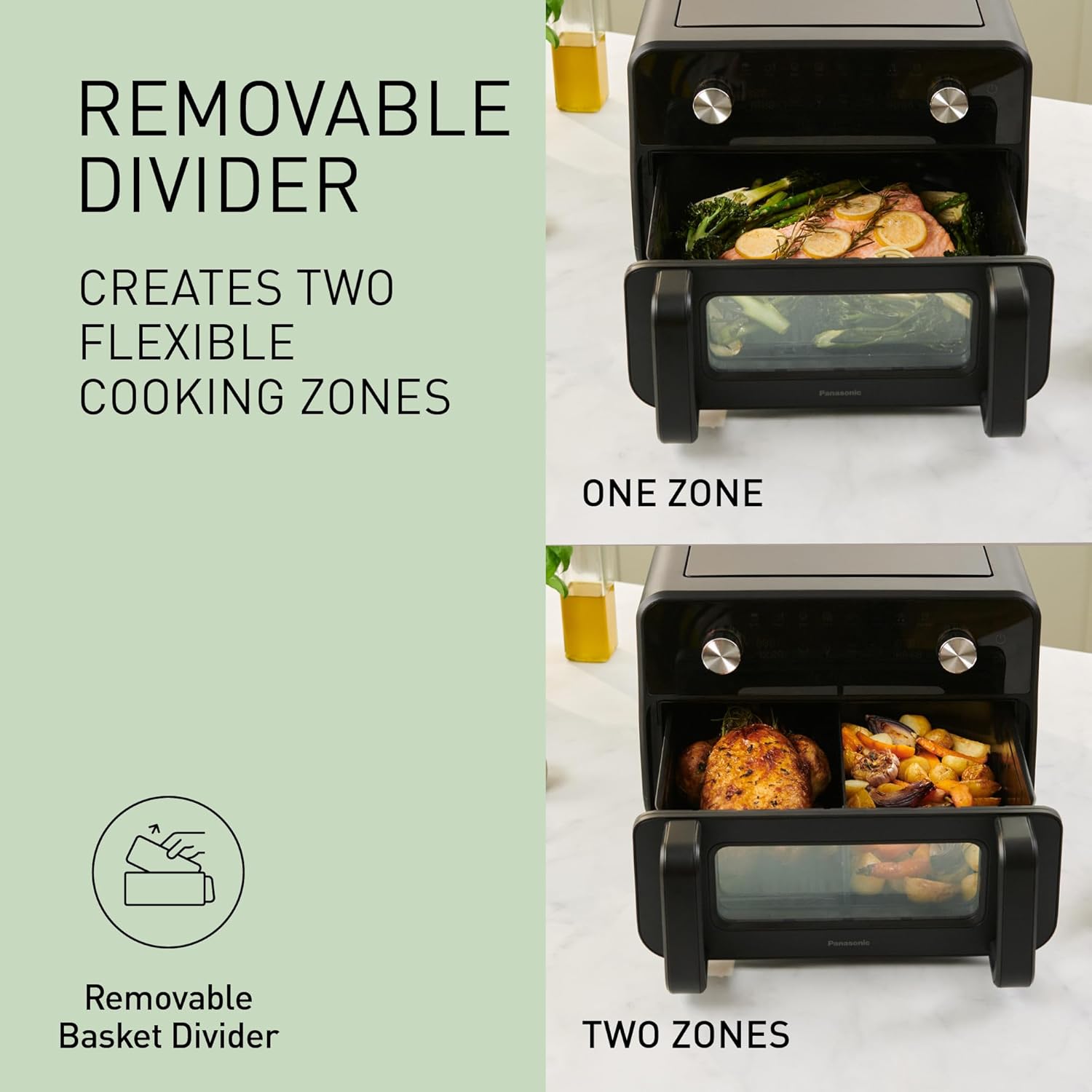 Panasonic NF-BC1000 Flex Air Fryer with Viewing Window, XL Flexible Basket, Basket Divider, 10L, 30°-230°C, Gentle Steam, 8 Presets, Easy Clean, Black - Image 13