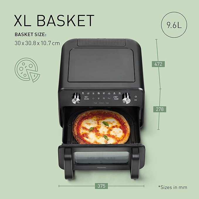 Panasonic NF-BC1000 Flex Air Fryer with Viewing Window, XL Flexible Basket, Basket Divider, 10L, 30°-230°C, Gentle Steam, 8 Presets, Easy Clean, Black - Image 5