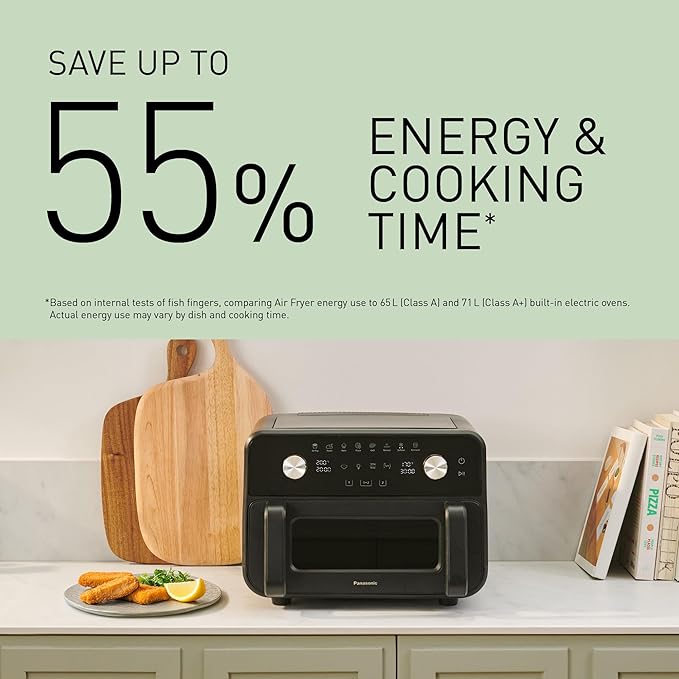 Panasonic NF-BC1000 Flex Air Fryer with Viewing Window, XL Flexible Basket, Basket Divider, 10L, 30°-230°C, Gentle Steam, 8 Presets, Easy Clean, Black - Image 6