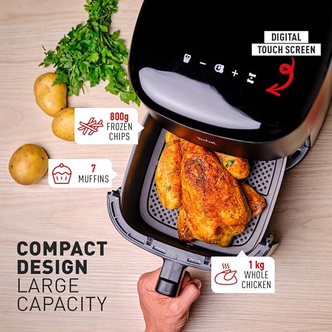 Tefal Easy Fry Max Digital Air Fryer, 5L, 10in1, Uses No Oil, Air Fry, Extra Crisp, Roast, Bake, Reheat, Dehydrate, 6 Portions, Non-Stick, Dishwasher Safe Baskets, Black EY245840 - Image 6