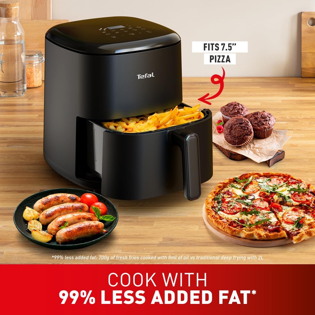 Tefal Easy Fry Max Digital Air Fryer, 5L, 10in1, Uses No Oil, Air Fry, Extra Crisp, Roast, Bake, Reheat, Dehydrate, 6 Portions, Non-Stick, Dishwasher Safe Baskets, Black EY245840 - Image 8