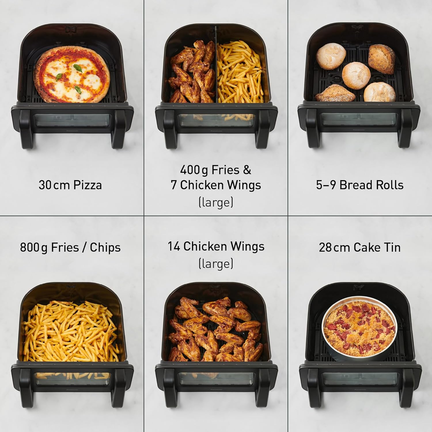 Panasonic NF-BC1000 Flex Air Fryer with Viewing Window, XL Flexible Basket, Basket Divider, 10L, 30°-230°C, Gentle Steam, 8 Presets, Easy Clean, Black - Image 7