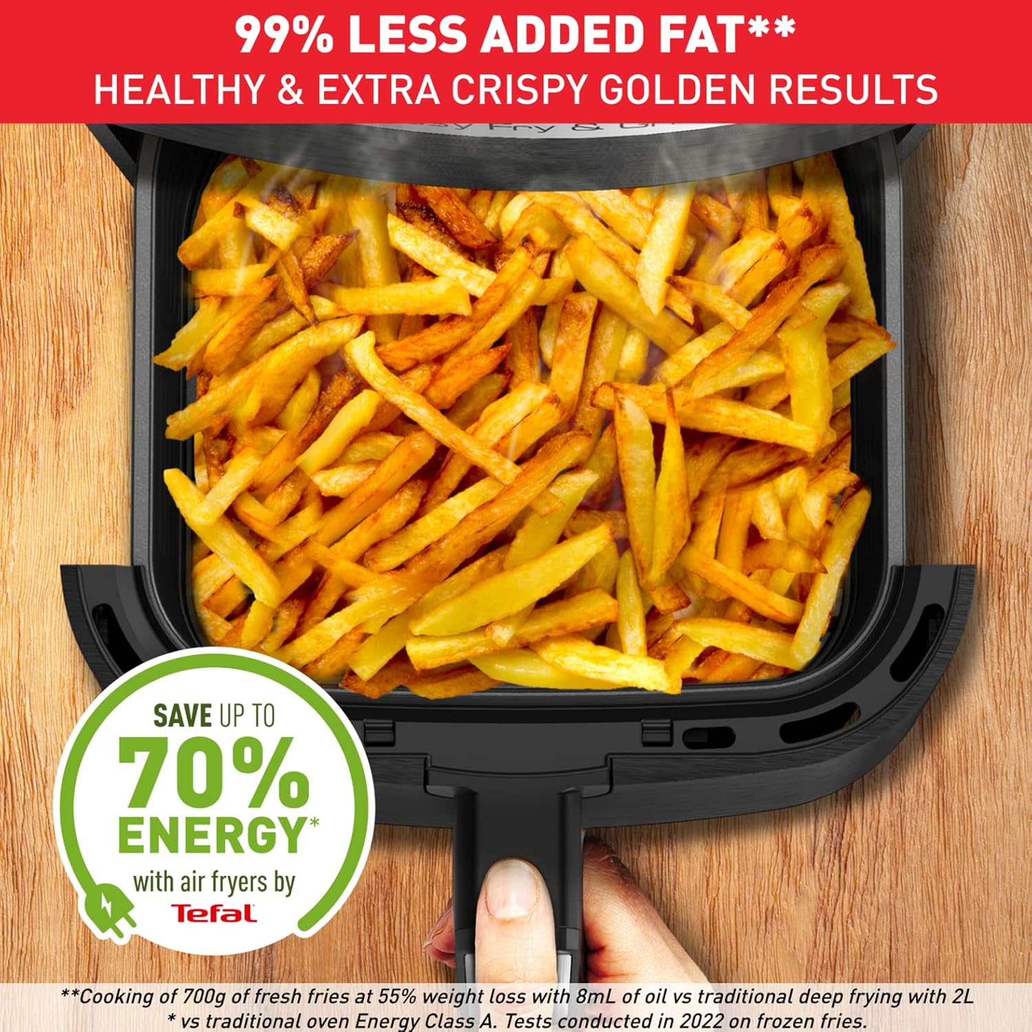 TEFAL Air Fryer | Easy Fry & Grill Digital 2-in-1 |4.2 L Capacity | 1550 W | Healthy Cooking | Air Fry + Grill | 8 Automatic Programs |Adjustable Temperature | Timer | | EY505D27 - Image 7